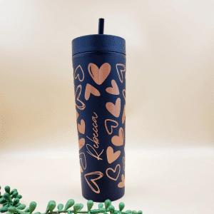 Personalised Skinny Acrylic Tumbler (Hearts)