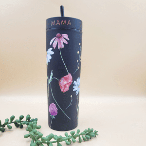 Personalised Skinny Acrylic Tumbler (Floral)